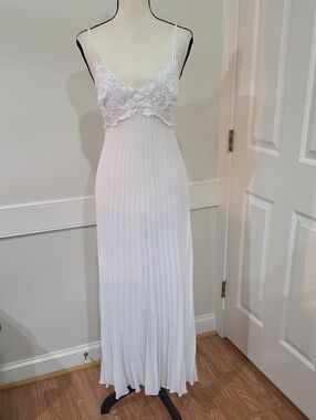 Flora by Flora Nikrooz Pleated Maxi Bridal Gown Nightgown – Ivory, Size S